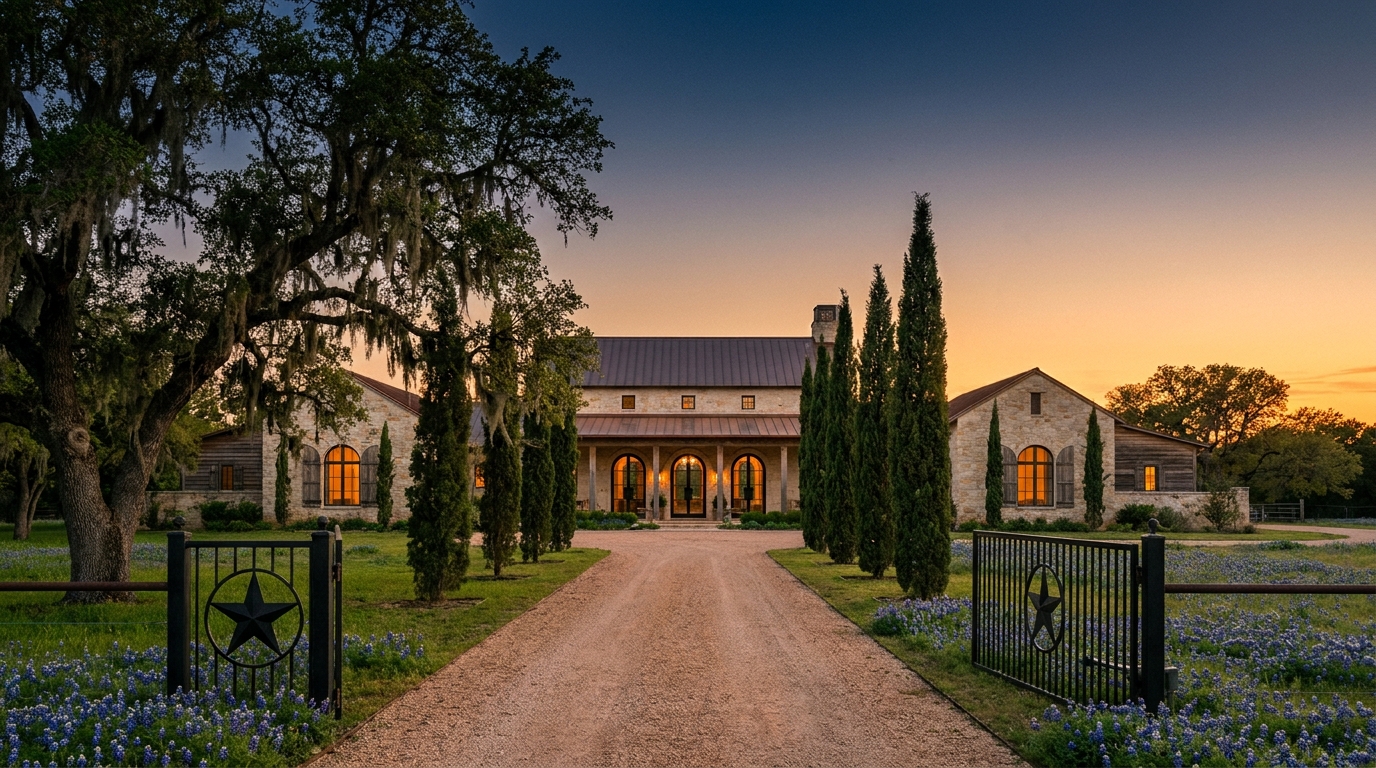 Lone Star Counsel Texas ranch estate at golden hour