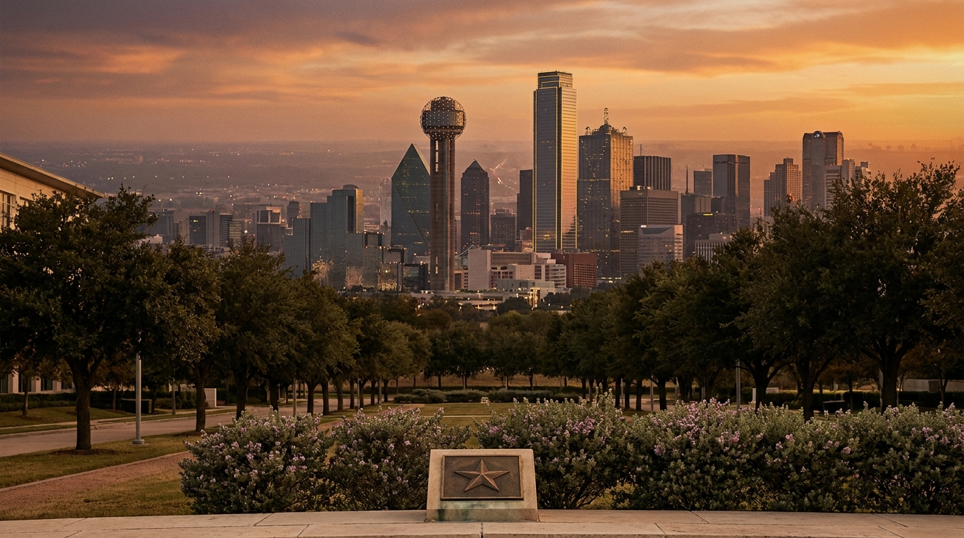 Dallas–Fort Worth Metroplex skyline at golden hour